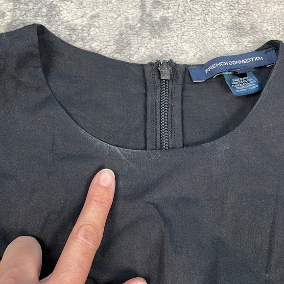 New French Connection Adelade Organic Poplin Cut Out Mini Dress Black - Picture 9 of 16